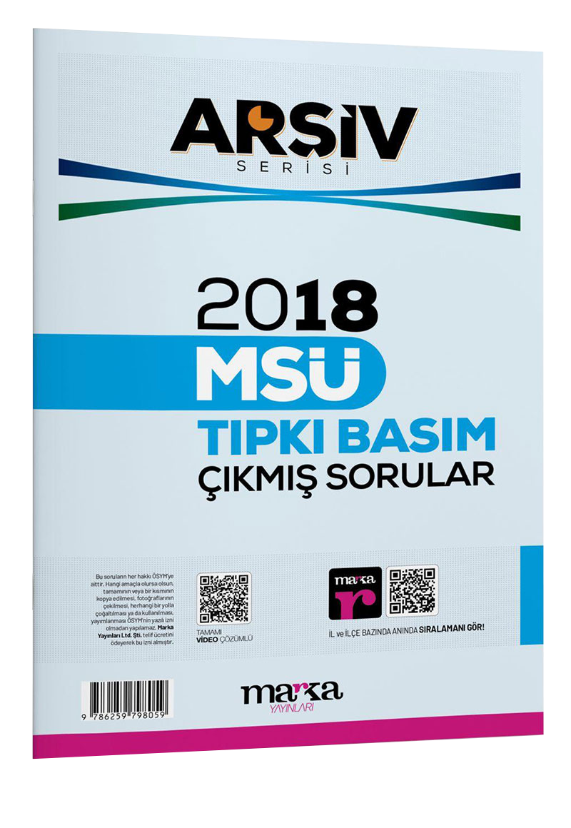 2018 MSÜ Arşiv Serisi Tıpkı Basım Çıkmış Sorular Tamamı Video Çözümlü Marka Yayınları