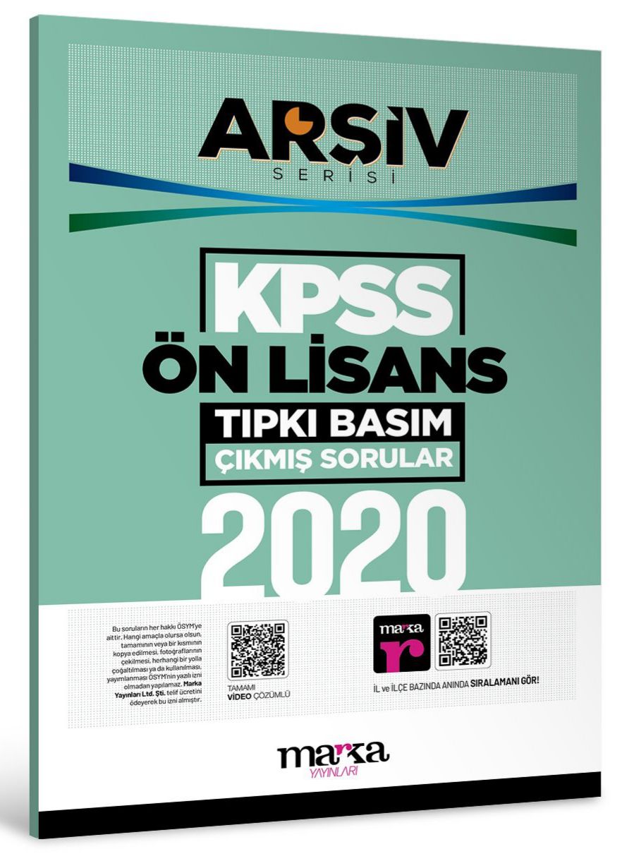 2020 ÖnLisans Genel Yetenek Genel Kültür Tıpkı Basım Çıkmış Sorular Tamamı Video Çözümlü Marka Yayınları