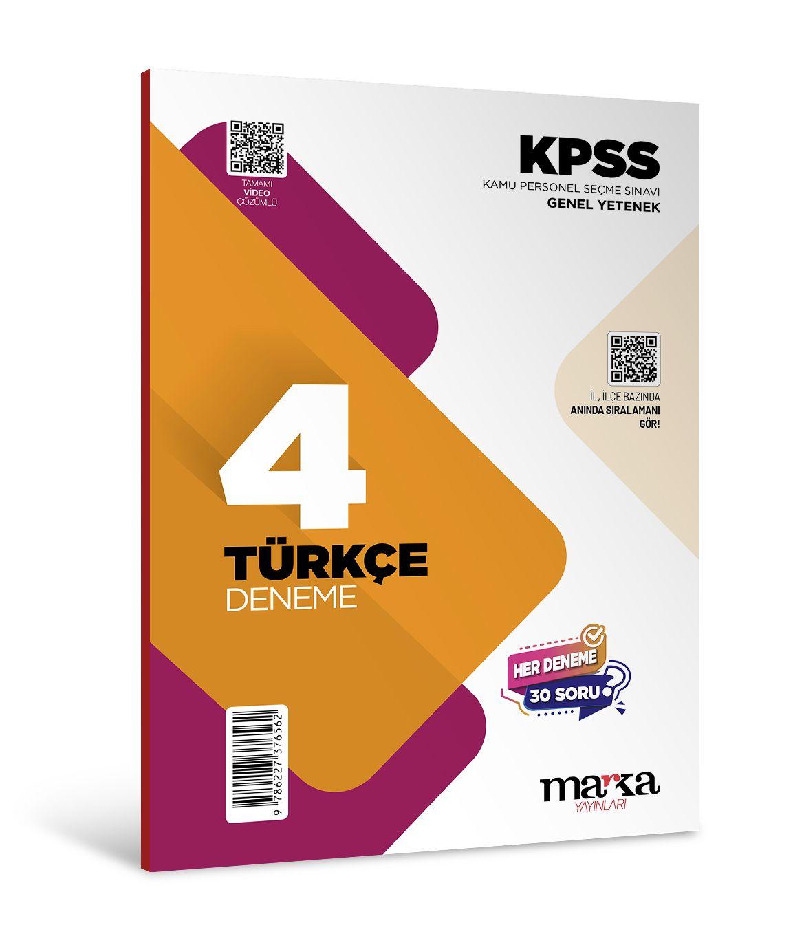 2026 KPSS Türkçe 4 Deneme Tamamı Video Çözümlü Marka Yayınları
