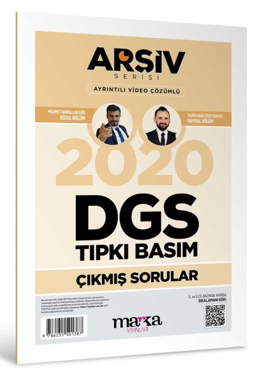 2020 DGS Arşiv Serisi Tıpkı Basım Çıkmış Sorular Tamamı Video Çözümlü Marka Yayınları