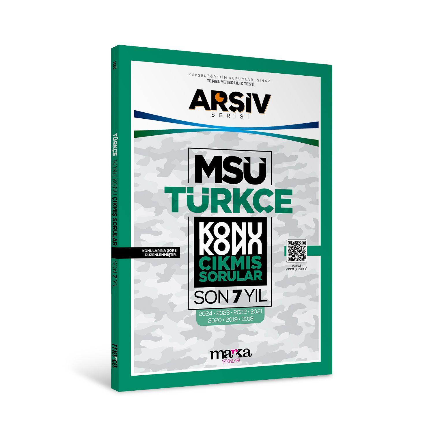 MSÜ Türkçe Konu Konu Çıkmış Sorular Son 7 yıl Çıkmış Sorular Marka Yayınları