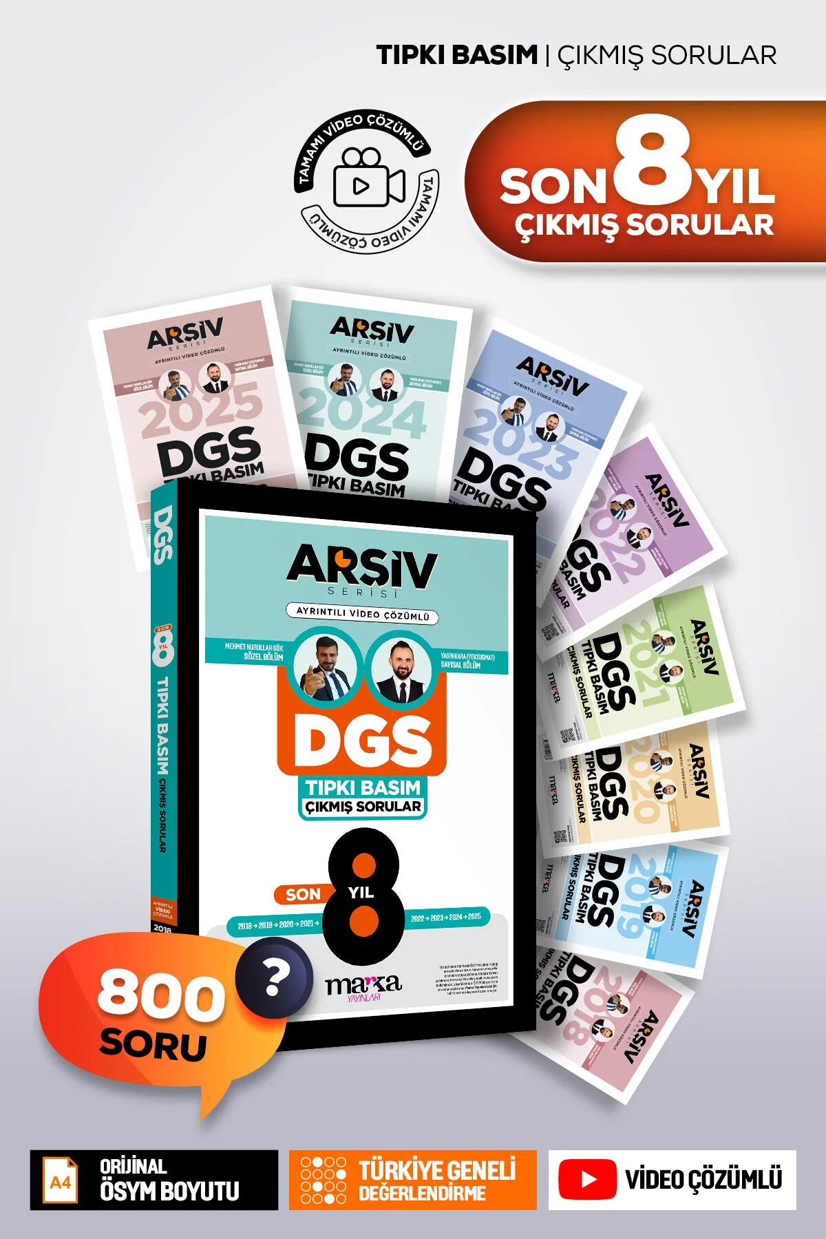 2026 DGS Son 8Yıl Çıkmış Sorular Tıpkı Basım Çözümlü Marka Yayınları