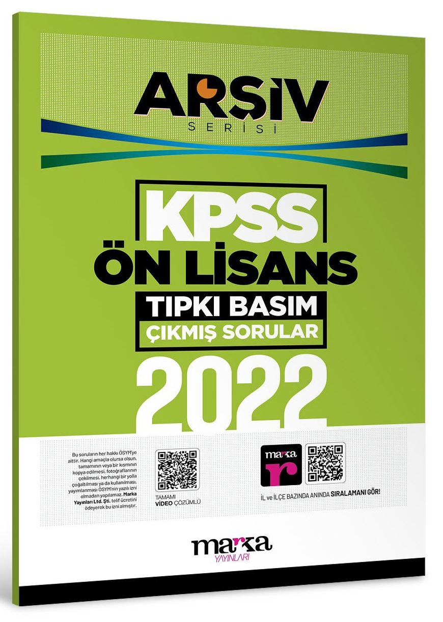 2022 ÖnLisans Genel Yetenek Genel Kültür Tıpkı Basım Çıkmış Sorular Tamamı Video Çözümlü Marka Yayınları