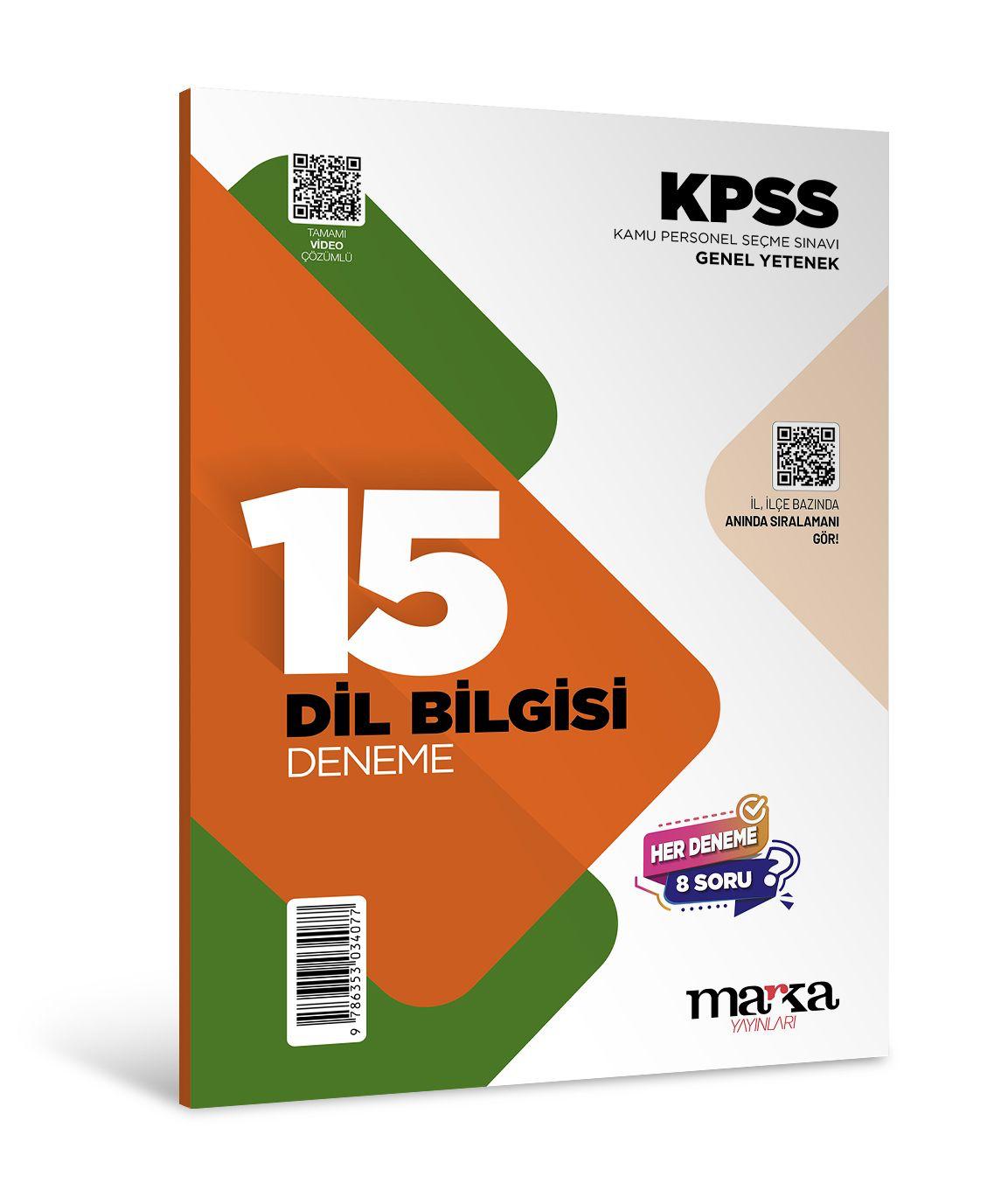 2026 KPSS Dil Bilgisi 15 Deneme Tamamı Video Çözümlü Marka Yayınları